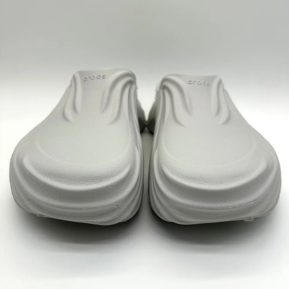 Crocs Echo Wave Clogs Mens 11 Atmosphere Grey Lime Slip On Shoes Slides Sandals